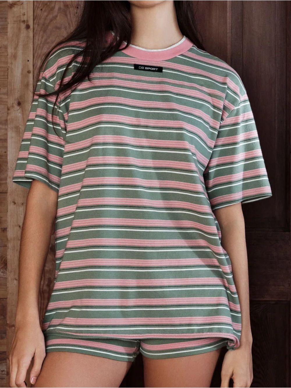 Dairy Boy XL/XXL Striped The Big Tee Mini Short Pink Friday Stripe Matching Set